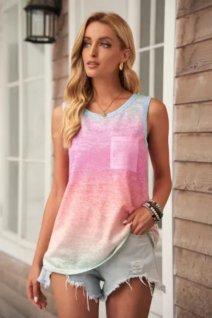 Youthfully Fresh Gradient Pocket Tank Top